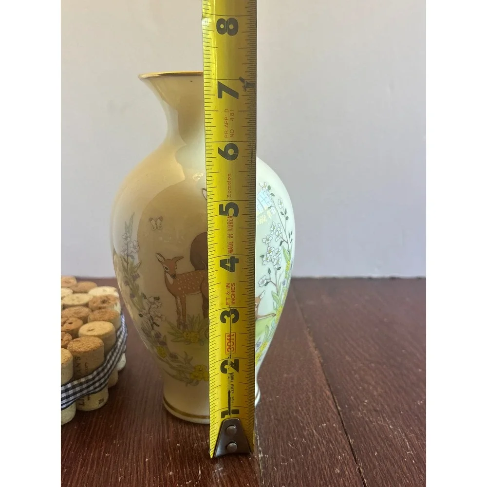 Lenox Mothers Day 1984 Limited Edition Vase Deer Fawns Gold Trim Ivory China 7in